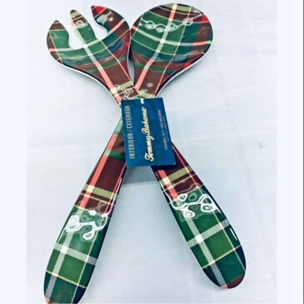 ❗️Tommy Bahama Tartain Green Red Plaid Melamine Server NWT Holiday Christmas